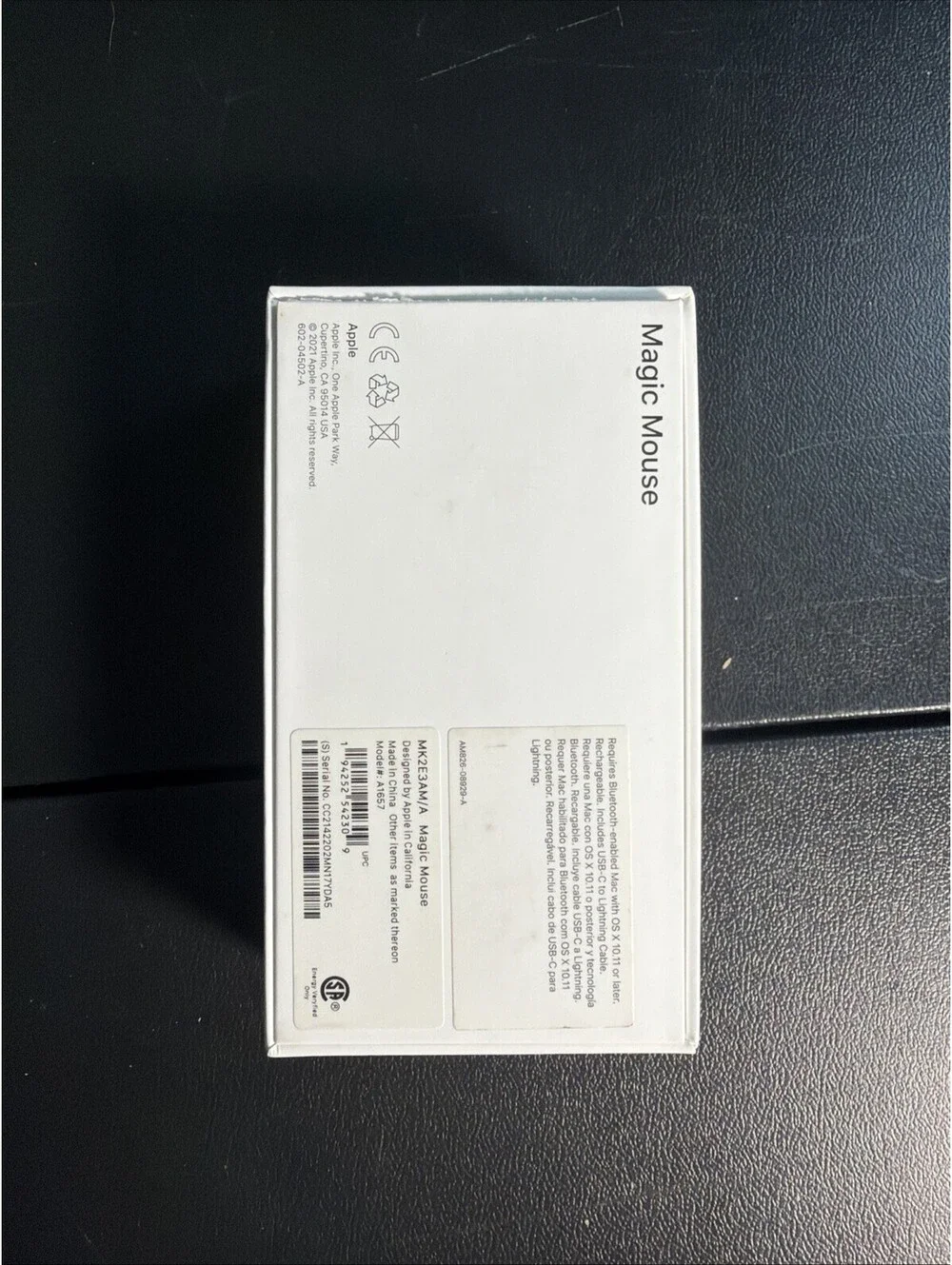 Apple Magic Mouse 2 A1657 White/Silver Open Box w/ Original Box & Charger